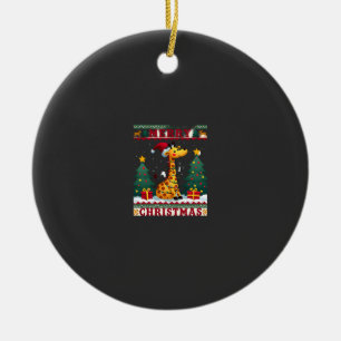 Adorno De Cerámica Sudaderas feas de Navidad de jirafa divertido somb