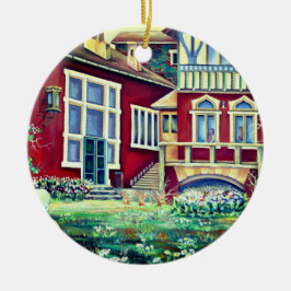 Adorno De Cerámica Suecia, paisaje tradicional