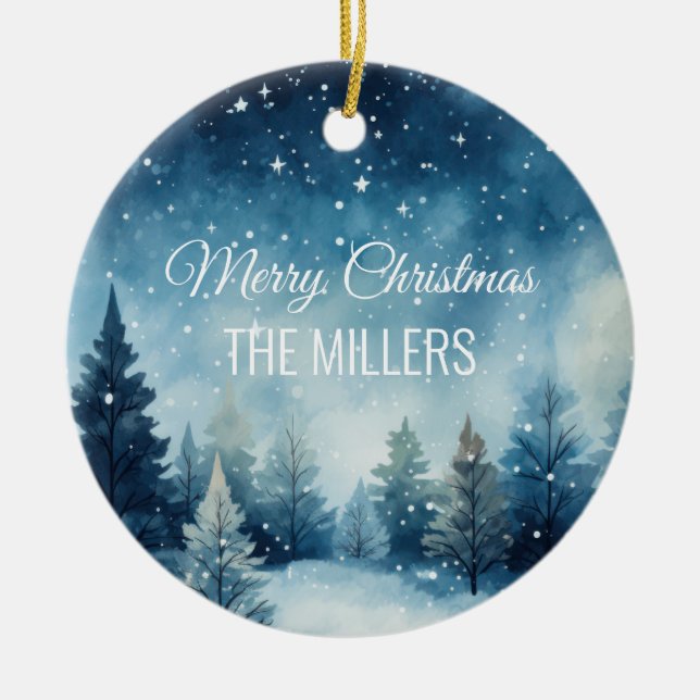 Adorno De Cerámica Sueño paisaje de nevadas acuáticas en invierno (Frente)