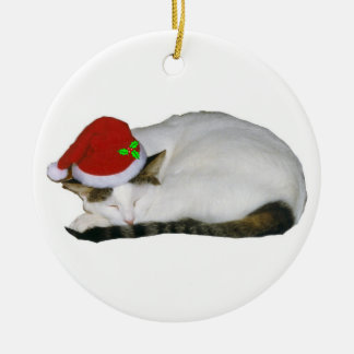 Adorno De Cerámica Sueños del gato del navidad