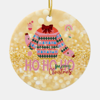 Adorno De Cerámica Suéter feo de Navidad para niñas Dulces Golosinas