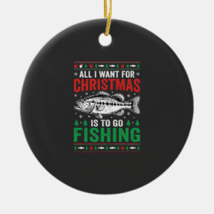 Adorno De Cerámica Suéter Feo de Pesca de Lubina en Navidad