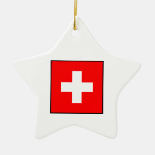 Adorno De Cerámica Suiza - bandera suiza