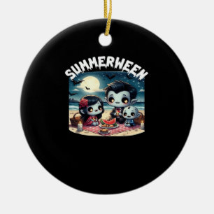 Adorno De Cerámica Summerween con una familia de vampiros en la playa