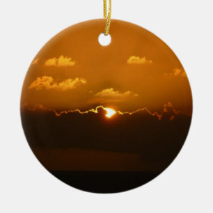 Adorno De Cerámica Sun Behind Clouds I Naranja Sunset Photo