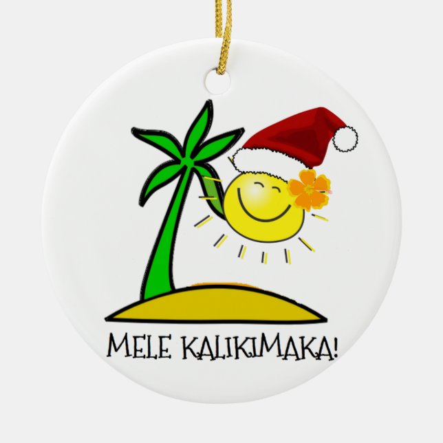 Adorno De Cerámica Sun Santa - Mele Kalikimaka (Frente)