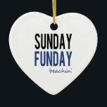 Adorno De Cerámica Sunday Funday Beachin'<br><div class="desc">Heart Ornament</div>