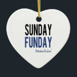 Adorno De Cerámica Sunday Funday Beachin'<br><div class="desc">Heart Ornament</div>