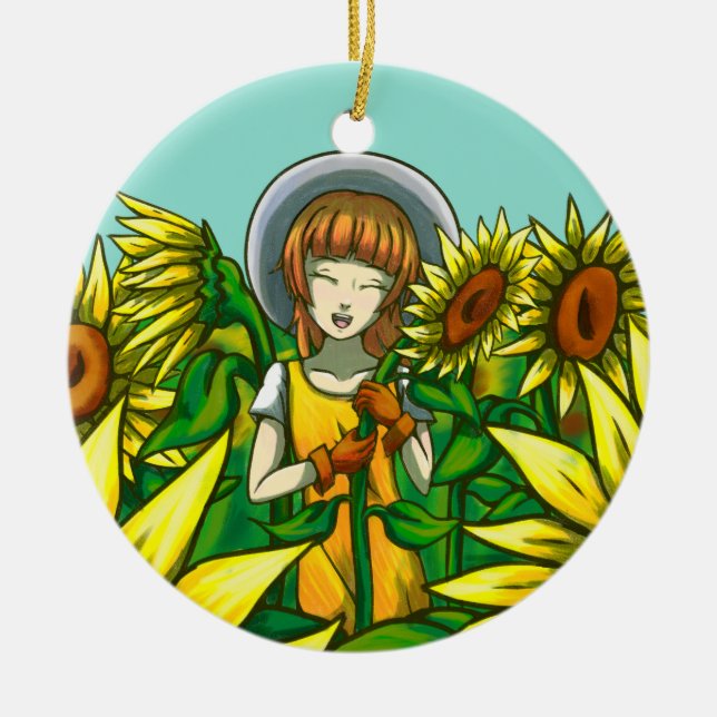 Adorno De Cerámica Sunflower (Frente)