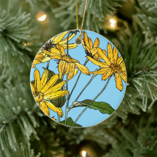 Adorno De Cerámica Sunflower Art Nouveau