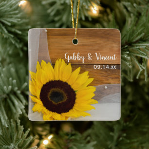 Adorno De Cerámica Sunflower Veil Boda Bridesmaid Gracias
