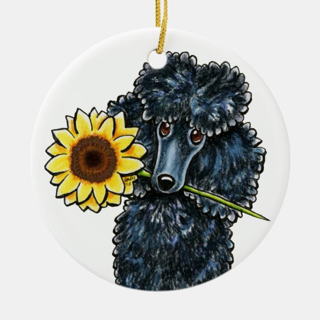 Adorno De Cerámica Sunny Black Miniparlante Poodle Personalizado (Frente)