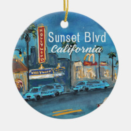 Adorno De Cerámica Sunset Blvd Los Angeles Ornament
