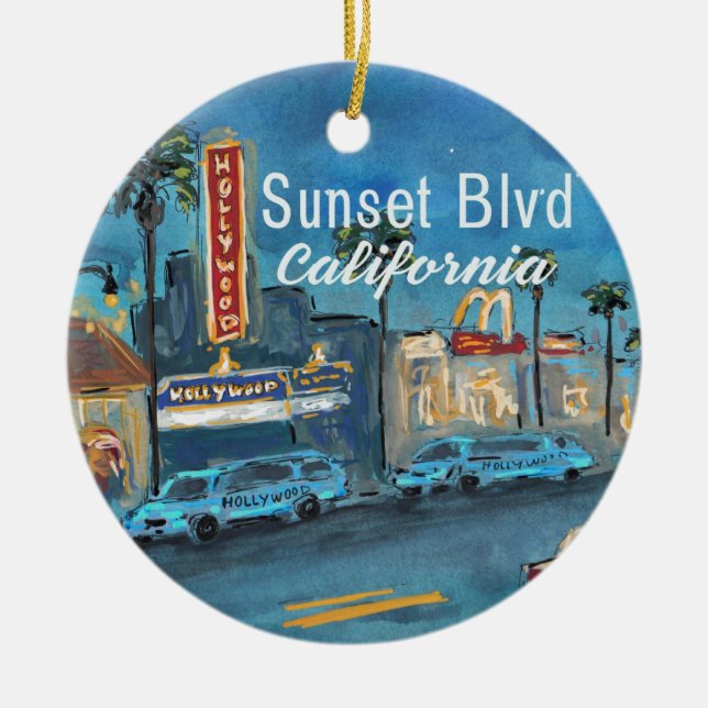Adorno De Cerámica Sunset Blvd Los Angeles Ornament (Frente)