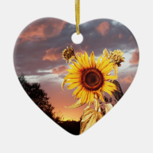 Adorno De Cerámica SUNSET Heart DE SOL DE SUMIDOR DE MADERA Y DE MADE
