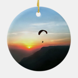 Adorno De Cerámica Sunset Paraglide Wanderlust Extreme Sports Art