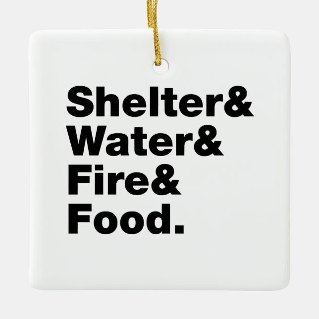 Adorno De Cerámica Supervivencia (Refugio, agua, fuego y comida). (Anverso)