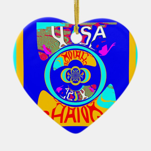 Adorno De Cerámica Surco psicodélico: energía abstracta de arte pop (Frente)