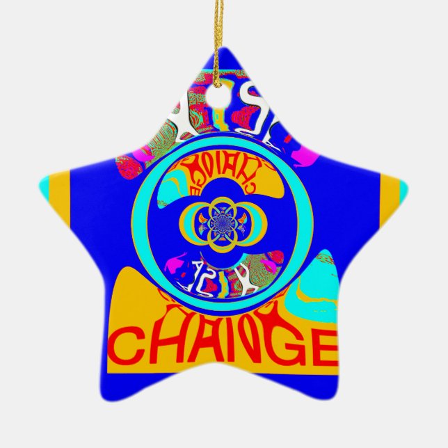 Adorno De Cerámica Surco psicodélico: energía abstracta de arte pop (Frente)