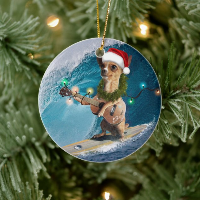 Adorno De Cerámica Surf Chihuahua navidades (Árbol)