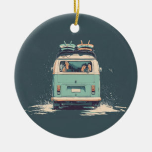 Adorno De Cerámica Surf Van Splash – Camper Retro de Playa