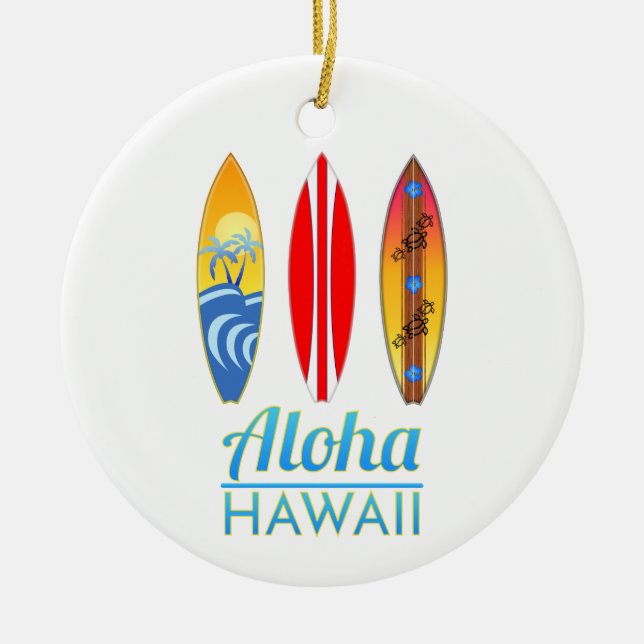 Adorno De Cerámica Surfboards Aloha Hawaii (Frente)