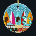 Adorno De Cerámica Surfboards Beach Bum Surfing Hippie Vans<br><div class="desc">Surfboards Beach Bum Surfing Hippie Vans 

 "surf" "tablas de surf" "baúl de playa" "océano" "camionetas hippie" "palmeras" "olas tropicales" "olas" "hawaianas" "tablas de surf" "deportes náuticos" "deportes náuticos" "hawaianos" "surf board"</div>