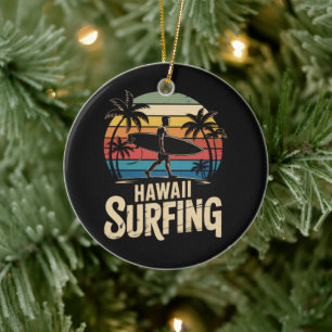 Adorno De Cerámica surfing hawaiano retro - surfista de playa vintage
