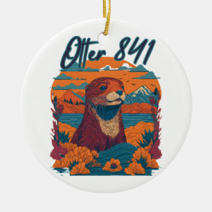 Adorno De Cerámica Surfing Otter 841 Otter My Way California Sea Otte