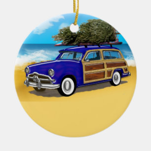 Adorno De Cerámica Surfing Woodie con Árbol de Navidad