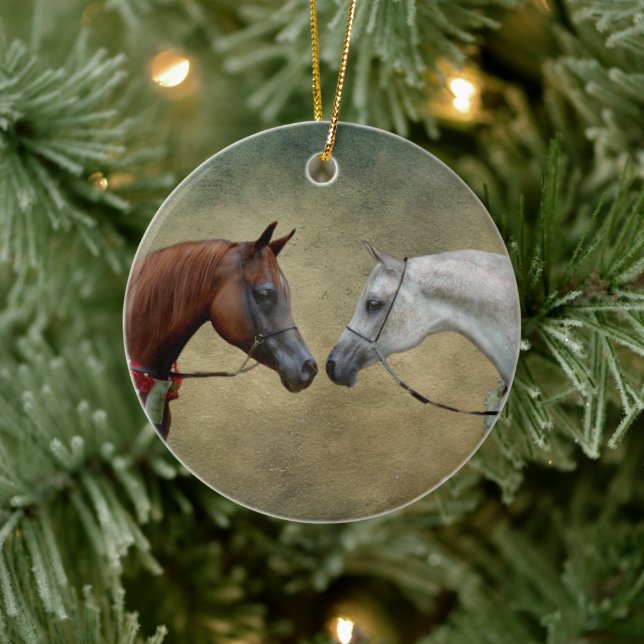 Adorno De Cerámica Surreal dos caballos pintando. (Árbol)