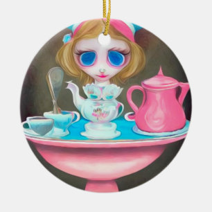 Adorno De Cerámica Surrealismo pop pintado Fiesta de té de Wonderland