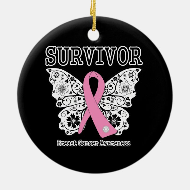 Adorno De Cerámica SURVIVOR - Mariposa con cáncer de mama (Atrás)