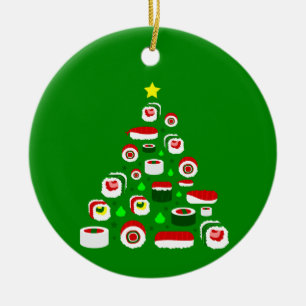 Adorno De Cerámica sushi de árbol de navidad feo