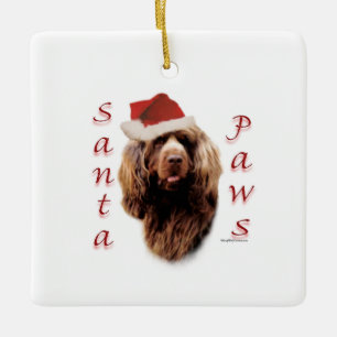 Adorno De Cerámica Sussex Spaniel Santa Paws