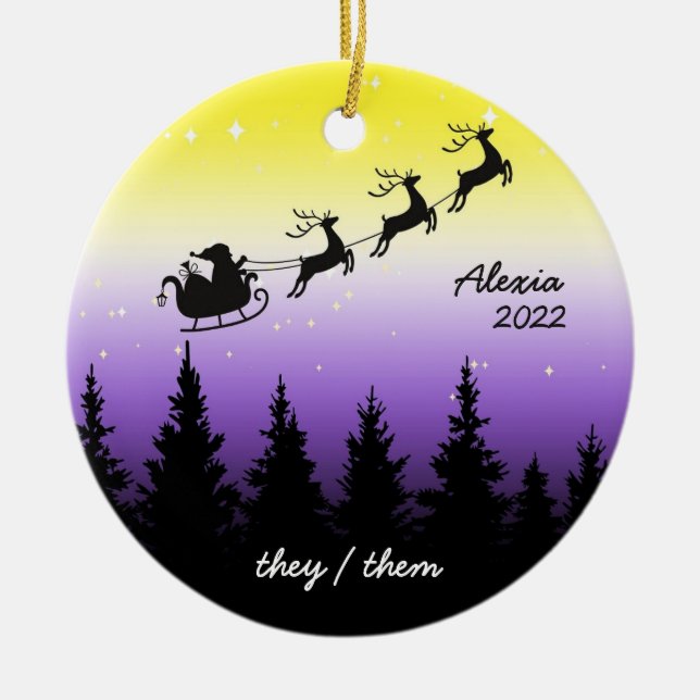Adorno De Cerámica sutiles navidades de orgullo no binarios (Frente)