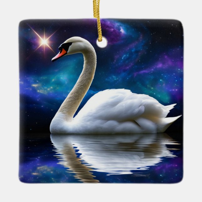 Adorno De Cerámica Swan y Star (Anverso)