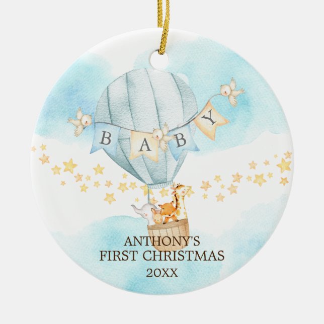 Adorno De Cerámica Sweet Boy Baby's First Christmas Ornament (Frente)