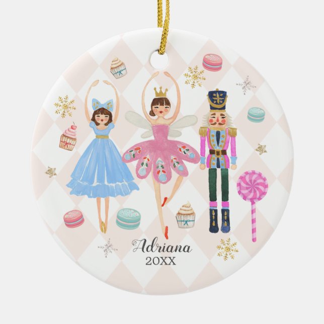 Adorno De Cerámica Sweet Personalized Nutcracker Macaroon (Frente)