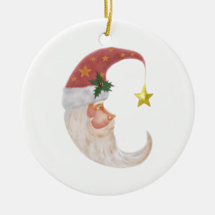 Adorno De Cerámica Sweet Santa Half Moon - agrega tu propio texto