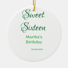 Adorno De Cerámica Sweet Sixteen green name date calligraphy boho ret
