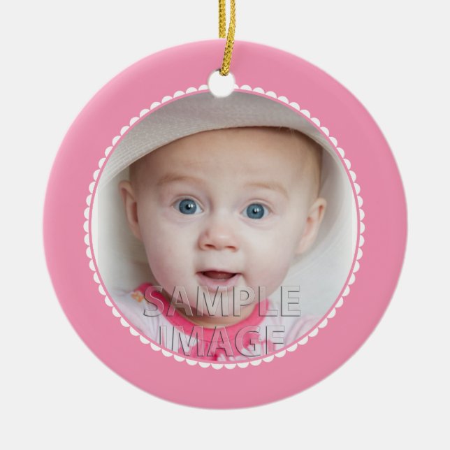 Adorno De Cerámica SweetBabyCarrots Babys First Christmas Pink (Frente)