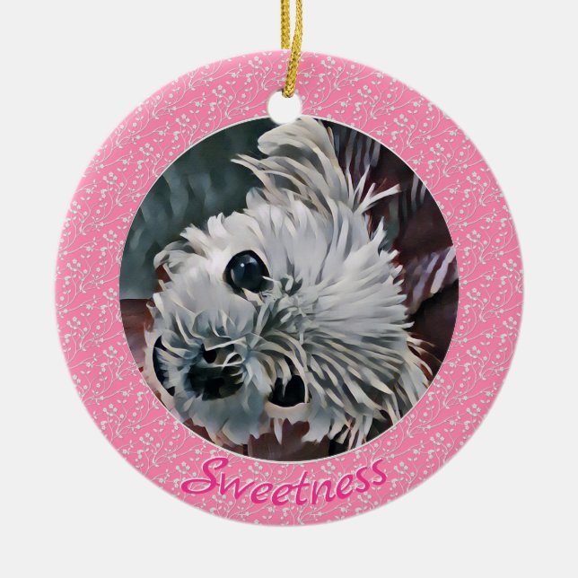 Adorno De Cerámica Sweetness-Pink-Puppy-Template Round- (Frente)