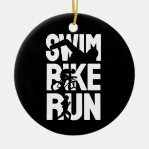 Adorno De Cerámica Swim Bike Run