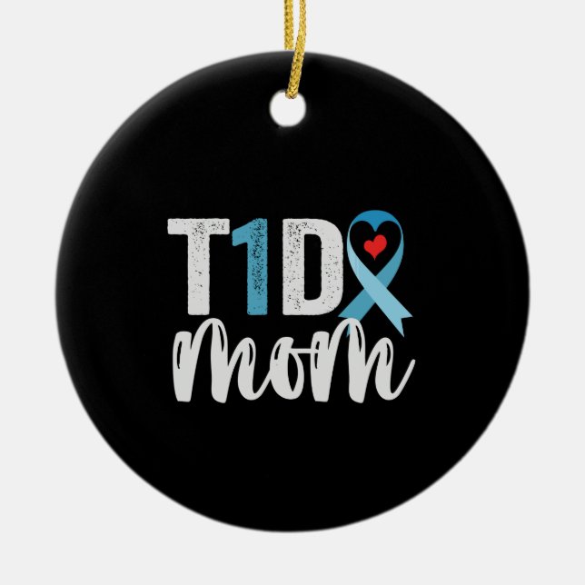 Adorno De Cerámica T1D Mom Diabetes Awareness Ribbon Family Gift (Frente)