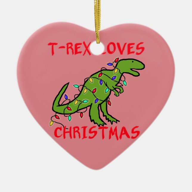 Adorno De Cerámica T-Rex ama navidad (Frente)