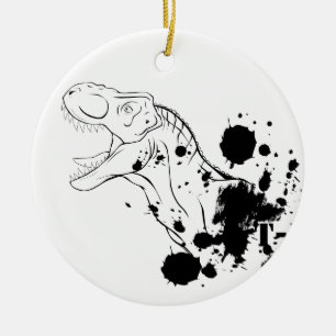 Adorno De Cerámica T-Rex (blanco y negro)