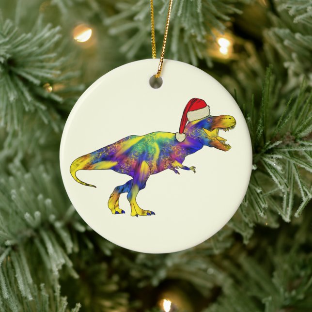 Adorno De Cerámica T. rex Santa Funny Dinosaur (Árbol)