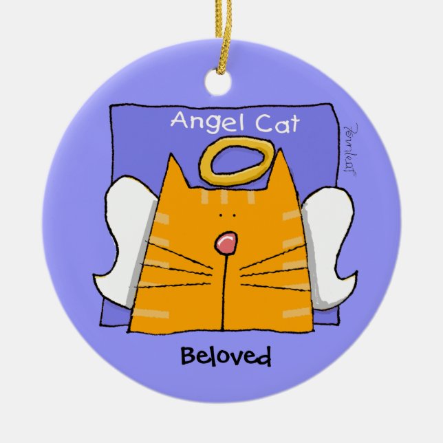 Adorno De Cerámica Tabby Cat Angel Keepsake (Frente)