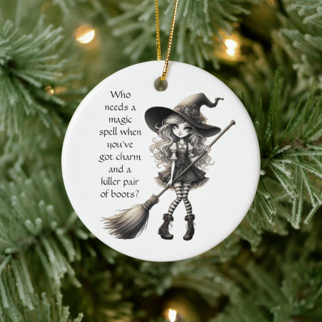 Adorno De Cerámica Tabitha y sus boots - Bruja (Árbol)